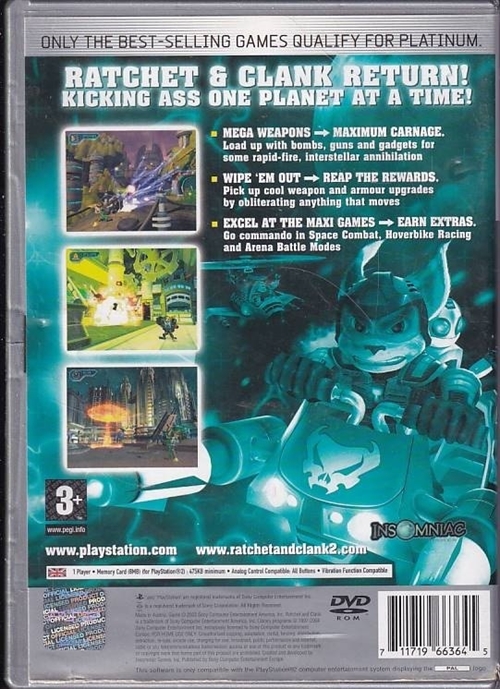 Ratchet & Clank 2 Locked and Loaded - Platinum - PS2 (B Grade) (Genbrug)